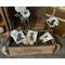 A decorative wooden box with natural green botanical fillers and three animal tags. The tags are made from real birch bark. 